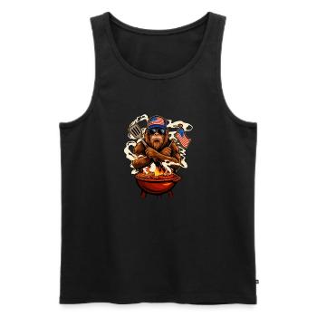 Patriotischer Bigfoot Grillen Lustiger BBQ Sasquatch - Männer Premium Bio Tank Top - Schwarz - Vorne - Michal (187cm)