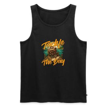 Bewältigen Sie den Tag Inspirierender Angelangler - Männer Premium Bio Tank Top - Schwarz - Vorne - AI Model Male 178 light (178cm)