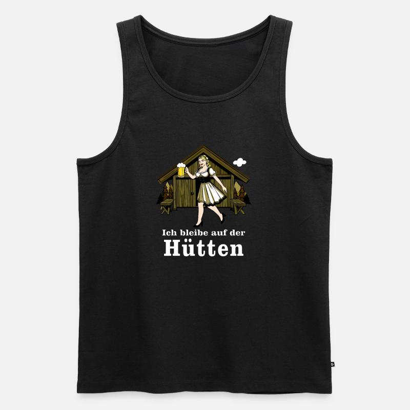 Ich bleibe auf der Wanderhütte - Männer Premium Bio Tank Top - Schwarz