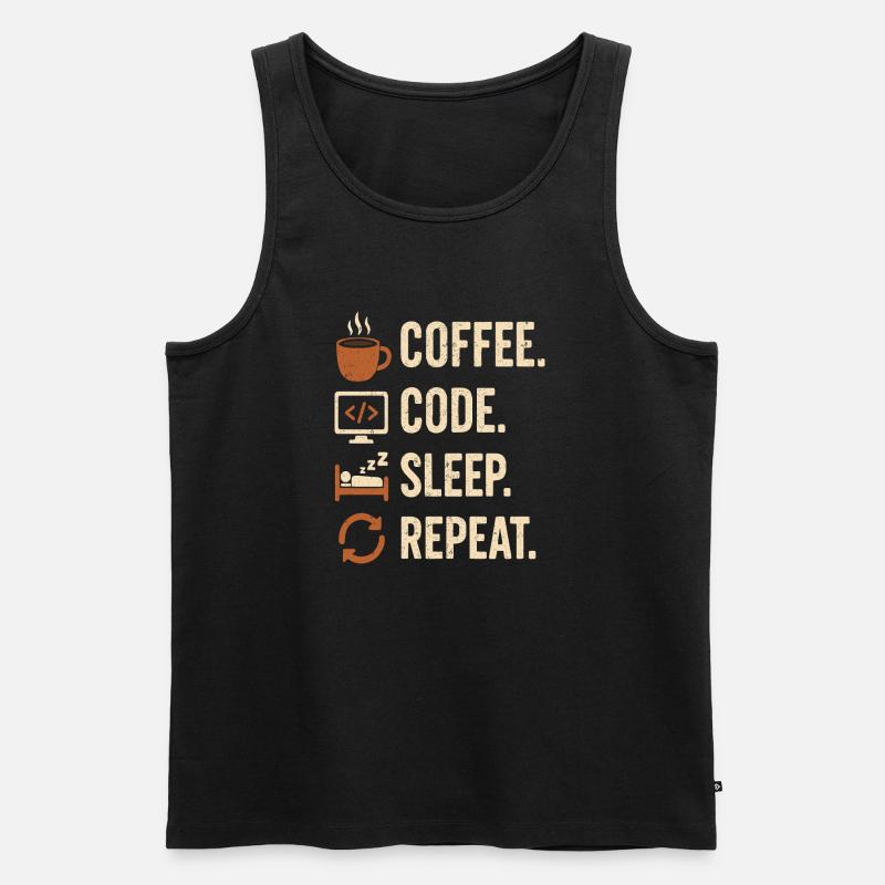 Geek-Coder-Routine – Kaffee, Code, Schlaf, mehr - Männer Premium Bio Tank Top - Schwarz