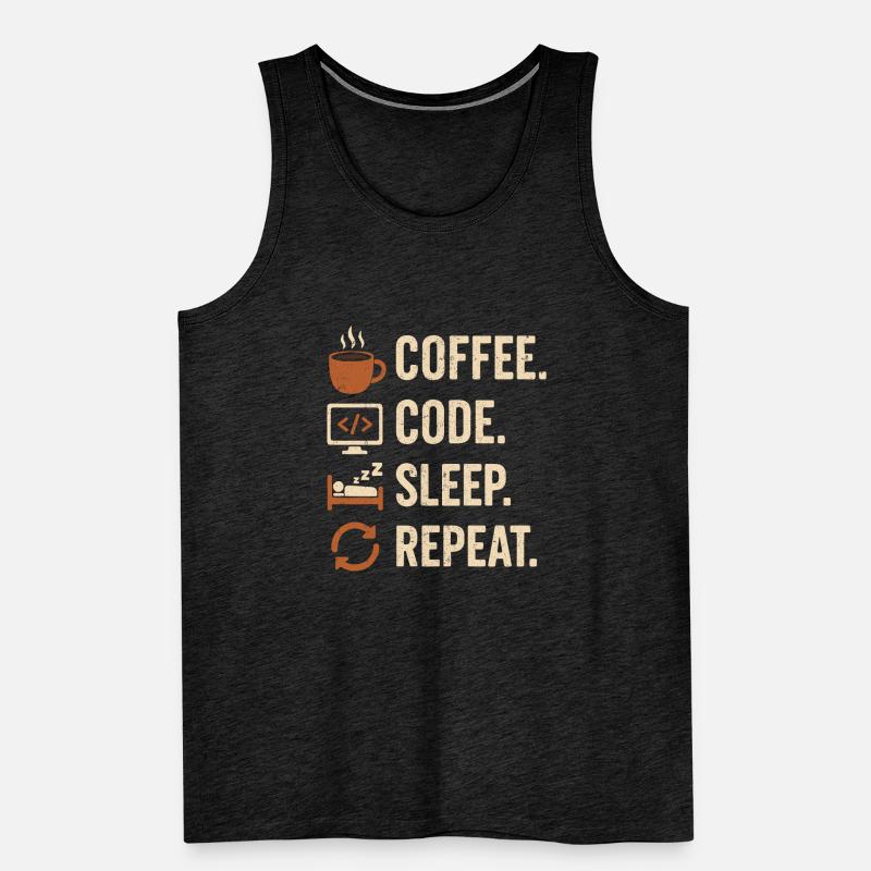 Geek-Coder-Routine – Kaffee, Code, Schlaf, mehr Männer Premium Bio Tank Top