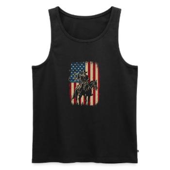Patriotischer Cowboy – Western Cowpoke Rancher - Männer Premium Bio Tank Top - Schwarz - Vorne - AI Model Male 178 light (178cm)
