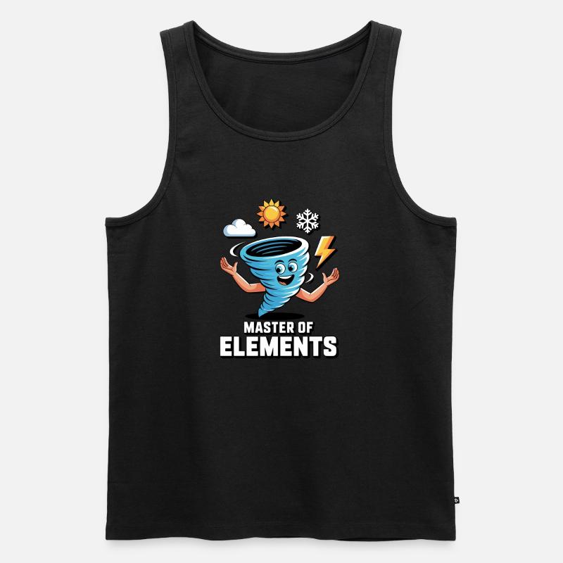Master of Elements Cartoon Design - Männer Premium Bio Tank Top - Schwarz
