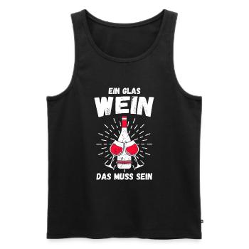 EIN GLAS WEIN DAS MUSS SEIN - Männer Premium Bio Tank Top - Schwarz - Vorne - Michal (187cm)