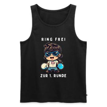 Ring frei zur 1. Runde - Männer Premium Bio Tank Top - Schwarz - Vorne - Michal (187cm)