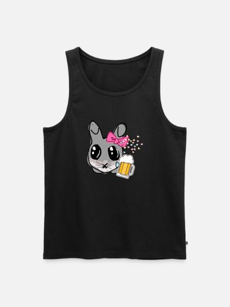 Beer, bunny, illustration, rabbit - Men's Premium Organic Tank Top - black