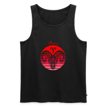 Logo rétro signe astrologique "Bélier" - Débardeur bio Premium Homme - noir - Devant - Michal (187cm)