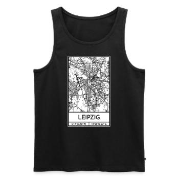 Leipzig – City Stadtplan Map Karte (weiß) - Männer Premium Bio Tank Top - Schwarz - Vorne - Michal (187cm)