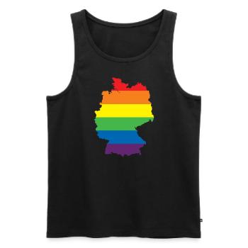 Rainbow Connection Embrace, Happy Pride - Männer Premium Bio Tank Top - Schwarz - Vorne - AI Model Male 178 light (178cm)