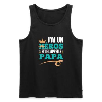 J'ai un héros et je l'appelle papa t-shirt - Débardeur bio Premium Homme - noir - Devant - Michal (187cm)