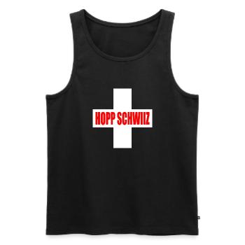 Hopp schwiiz - Débardeur bio Premium Homme - noir - Devant - AI Model Male 178 light (178cm)
