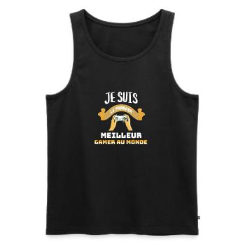 je suis le parrain meilleur gamer au monde t-shirt - Débardeur bio Premium Homme - noir - Devant - Michal (187cm)