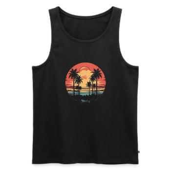 Vintage Palms Retro Summer Sunset - Débardeur bio Premium Homme - noir - Devant - Michal (187cm)