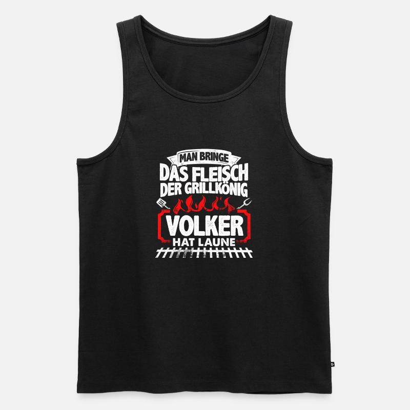 VOLKER - Grill - Männer Premium Bio Tank Top - Schwarz