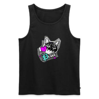 I love my PUSSY- J'aime mon chat - Débardeur bio Premium Homme - noir - Devant - Michal (187cm)