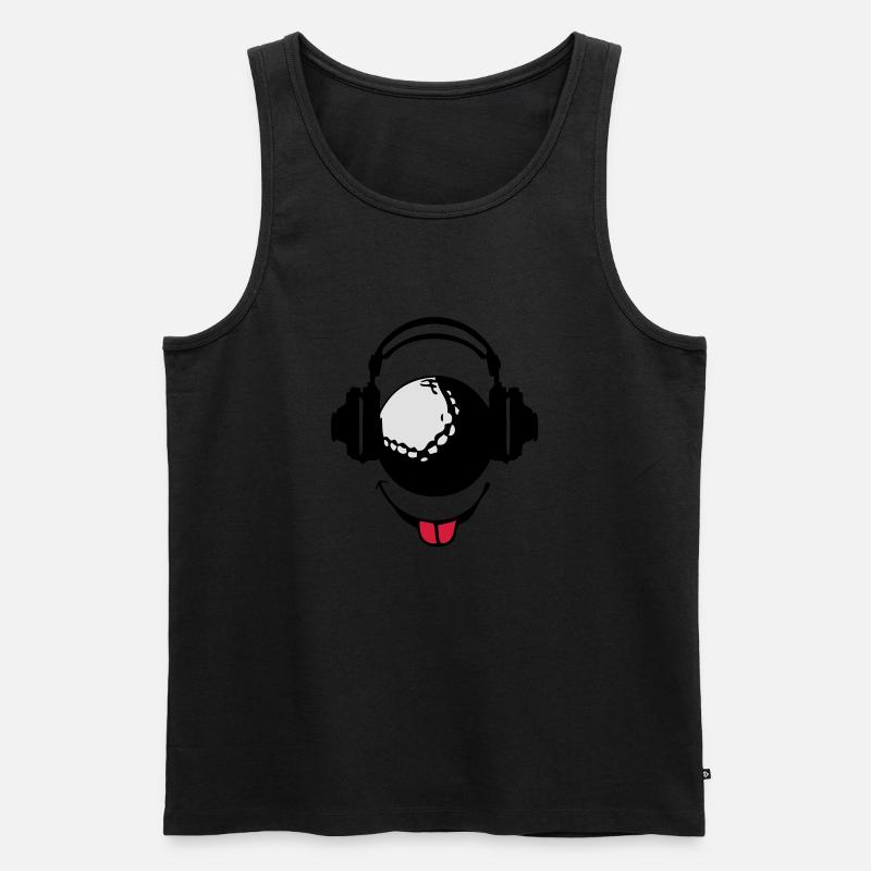 Kopfhörer Kopfhörer dj Golf smiley1 - Männer Premium Bio Tank Top - Schwarz