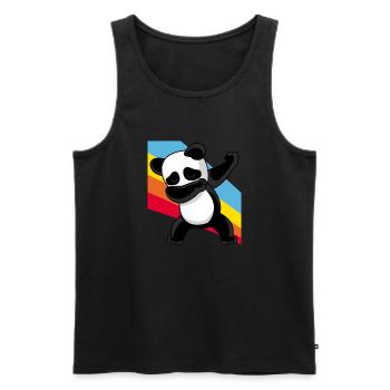 Retro Vintage Style Pop Art Dabbing Dab Panda Bär - Männer Premium Bio Tank Top - Schwarz - Vorne - AI Model Male 178 light (178cm)