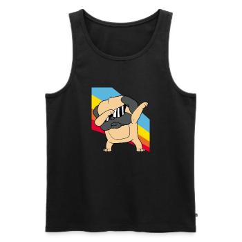 Retro Vintage Style Pop Art Dabbing Dab Mops Hund - Männer Premium Bio Tank Top - Schwarz - Vorne - AI Model Male 178 light (178cm)