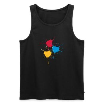 3 basic colors - Splash - V3 - Men's Premium Organic Tank Top - black - Front - AI Model Male 178 light (178cm)