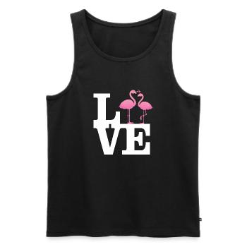 Love Flamingo Couple with heart - Men's Premium Organic Tank Top - black - Front - Michal (187cm)