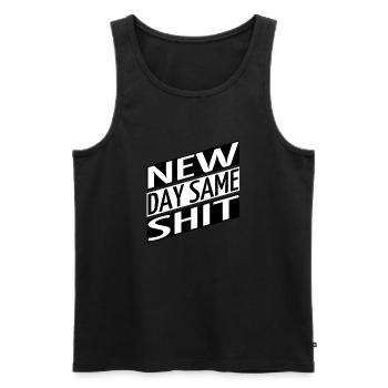 gym wear strong drop team quote jokes food do work - Männer Premium Bio Tank Top - Schwarz - Vorne - AI Model Male 178 light (178cm)
