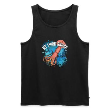 Kalmar Riesenkalmar auf bunten Farbklecksen - Männer Premium Bio Tank Top - Schwarz - Vorne - AI Model Male 178 light (178cm)