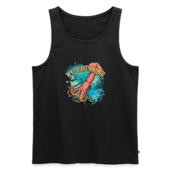 Kalmar Riesenkalmar auf bunten Farbklecksen - Männer Premium Bio Tank Top - Schwarz - Vorne - AI Model Male 178 light (178cm)