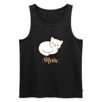 Mignon Kawaii drôle de chat disant miaulement - Débardeur bio Premium Homme - noir - Devant - Michal (187cm)