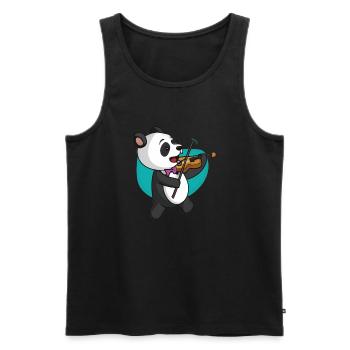 Panda plays violin - Men's Premium Organic Tank Top - black - Front - Michal (187cm)