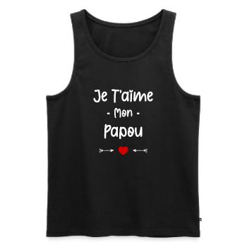 je t'aime mon Papou - Débardeur bio Premium Homme - noir - Devant - Michal (187cm)