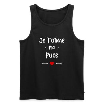 Je t'aime ma puce - Débardeur bio Premium Homme - noir - Devant - Michal (187cm)