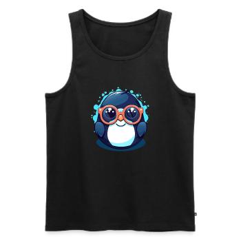Penguin with sunglasses, Antarctic bird - Men's Premium Organic Tank Top - black - Front - AI Model Male 178 light (178cm)