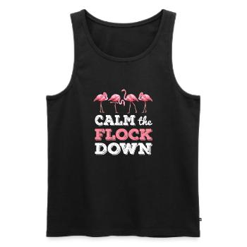 Calm The Flock Down T shirt Funny Flamingo Gift - Débardeur bio Premium Homme - noir - Devant - Michal (187cm)