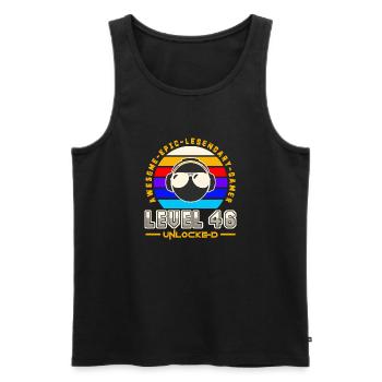 Level 46 - Men's Premium Organic Tank Top - black - Front - Michal (187cm)