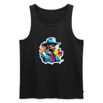 Cowboy / Wilde Westen / Wüste / Lasso / Rodeo - Männer Premium Bio Tank Top - Schwarz - Vorne - Michal (187cm)