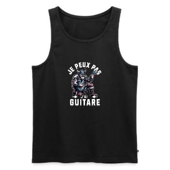 je peux pas j'ai guitare - Débardeur bio Premium Homme - noir - Devant - Michal (187cm)