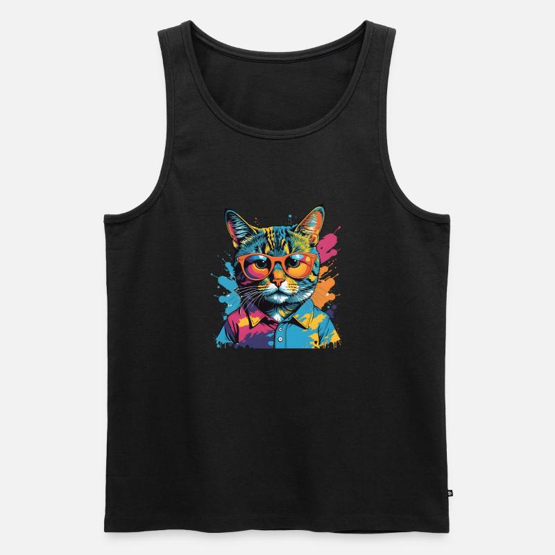 MADFOXX - CC-Cat - Männer Premium Bio Tank Top - Schwarz