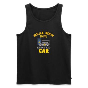 Echte Männer fahren ein Elektroauto - Männer Premium Bio Tank Top - Schwarz - Vorne - AI Model Male 178 light (178cm)