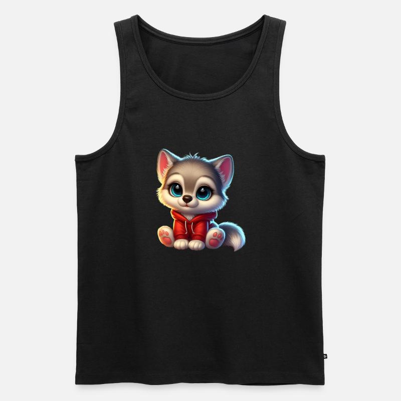 Wolf 2 - Männer Premium Bio Tank Top - Schwarz