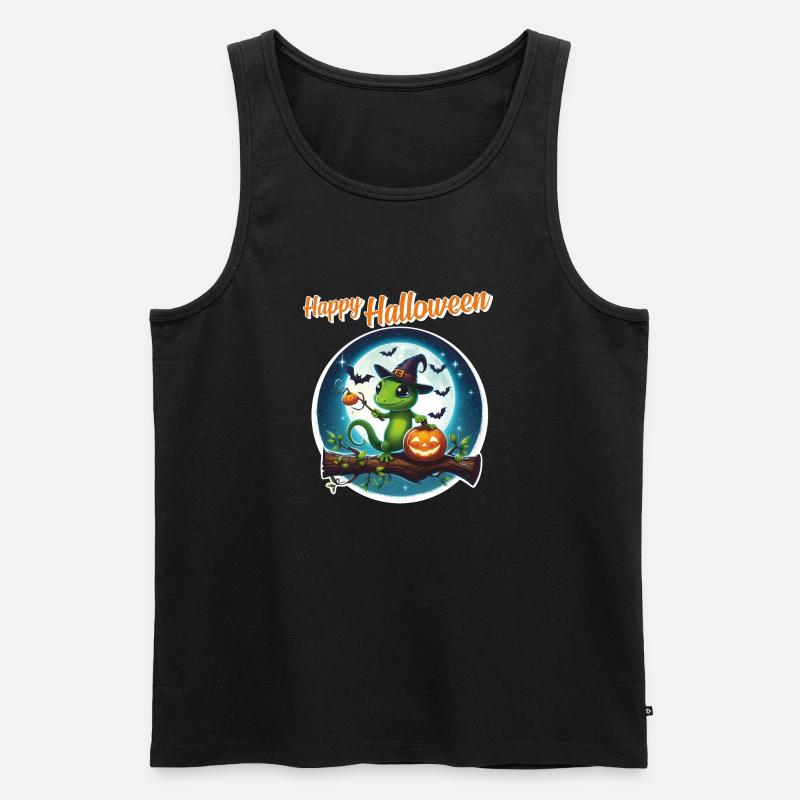 Wizard Gecko - Halloween - Männer Premium Bio Tank Top - Schwarz