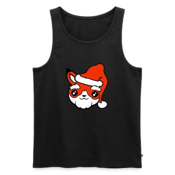 Fuchs Weihnachtsmann Weihnachten Mütze Nikolaus - Männer Premium Bio Tank Top - Schwarz - Vorne - AI Model Male 178 light (178cm)