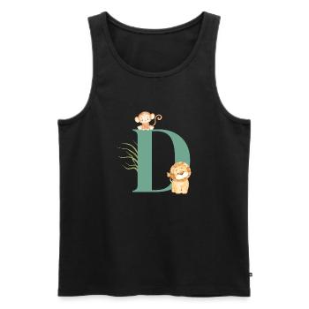 Letter d green jungle animals - Men's Premium Organic Tank Top - black - Front - AI Model Male 178 light (178cm)