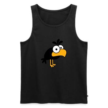 Rabe Comic Vogel steht guckt lustig Cartoon Humor - Männer Premium Bio Tank Top - Schwarz - Vorne - Michal (187cm)