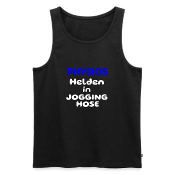Physios Helden in Jogginghose, Physiotherapeut - Männer Premium Bio Tank Top - Schwarz - Vorne - Michal (187cm)