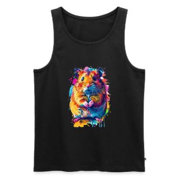 Niedlicher Hamster Regenbogenfarben - Männer Premium Bio Tank Top - Schwarz - Vorne - Michal (187cm)