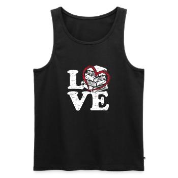 Books Love - Men's Premium Organic Tank Top - black - Front - Michal (187cm)