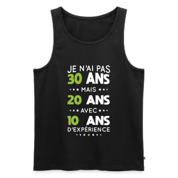 Anniversaire 30 ans - Pas 30 ans mais 20 ans - Débardeur bio Premium Homme - noir - Devant - Michal (187cm)