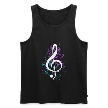 Clé de violon colorée Musiques musicales - Débardeur bio Premium Homme - noir - Devant - Michal (187cm)