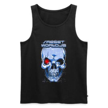 Ein gruseliges Reset World.js Roboter & Schädel - Männer Premium Bio Tank Top - Schwarz - Vorne - AI Model Male 178 light (178cm)