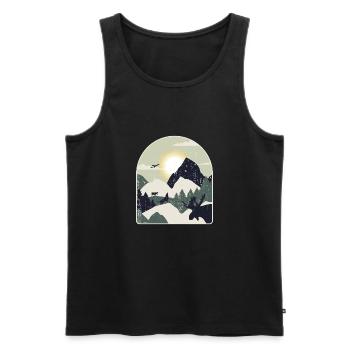Nature Forest Mountains Hiking - Men's Premium Organic Tank Top - black - Front - AI Model Male 178 light (178cm)